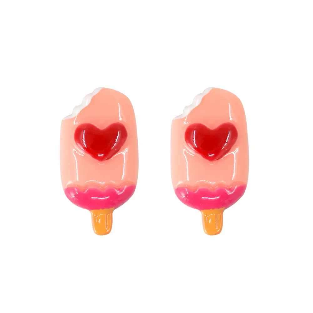 Simulation Food Play Resin Peach Heart Pink Ice Cream Resin Charms For Slime Filler Doll Diy Craft Phone Case Hairclip Keychain