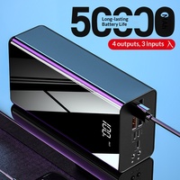 Cargador Portátil de Alta Capacidad de 50000 mAh con Pantalla Digital Tipo Espejo, 10W, PVC, para Exteriores, con Diseño Atractivo, Gran Venta