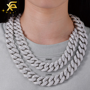 14MM 18MM Diamantentest bestanden VVS Iced Out Moissanite Erhöhte Cuban Chains S925 18K vergoldete Echtgold Cuban Link Kette Halskette - Product Image 3