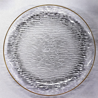 Nouvelles assiettes et bols transparents avec bord doré Assiettes de présentation transparentes pour fête de mariage