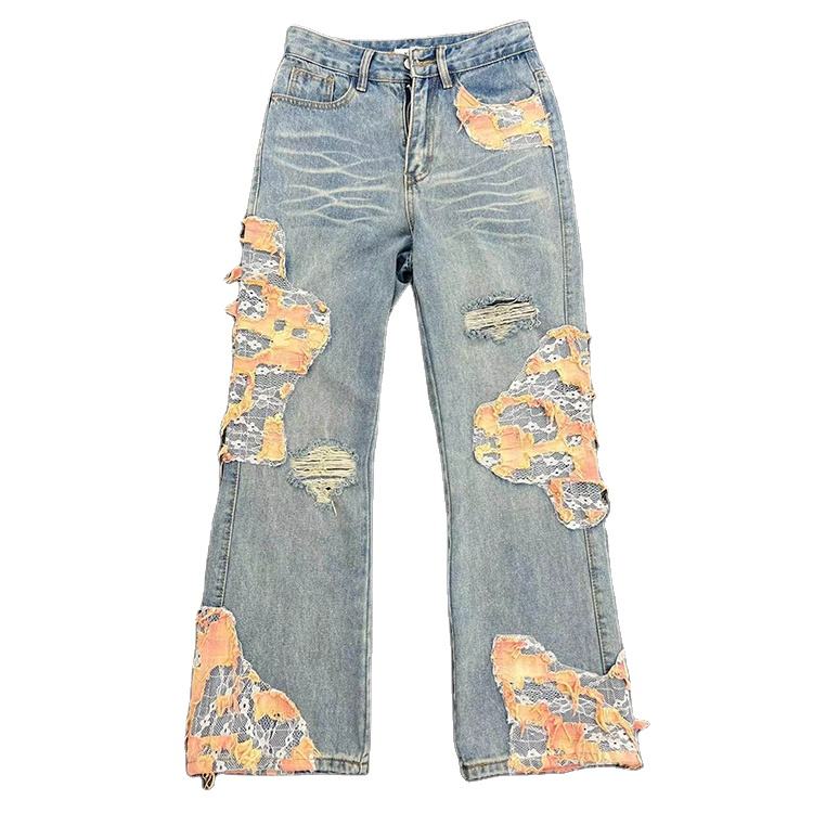 Straight Jeans Womens Ripped Jeans With Patches FARYSAYS Tummy