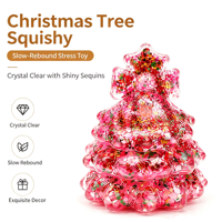 Jouet anti-stress en forme de sapin de Noël de 8 cm, rempli de maltose, en TPR, avec paillettes et sequins, à rebond lent, jouet sensoriel pour soulager le stress
