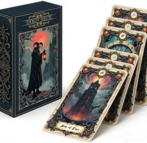 Cartes <span class=keywords><strong>de</strong></span> tarot personnalisées en gros, 78 cartes <span class=keywords><strong>de</strong></span> tarot <span class=keywords><strong>de</strong></span> luxe avec dorure or foncé et boîte rigide, cadeau pour les amateurs <span class=keywords><strong>de</strong></span> tarot et la revente - Product Image 2