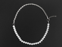 Collier de perles en acier inoxydable plaqué, chaîne torsadée, épissage de brins métalliques, collier de perles