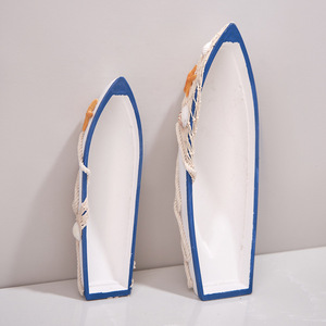 ของตกแต่งเรือไม้สไตล์เมดิเตอร์เรเนียน 2 ชิ้น งานศิลปะติดผนังบ้าน ของประดับตกแต่งรูปทรงไม่สม่ำเสมอ วัสดุ MDF - Product Image 1