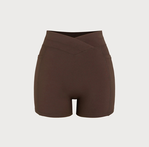 Shorts de yoga taille haute avec design torsadé et poches, couleur unie, anti-transpiration, extensibles dans quatre directions, pour l'entraînement et les activités sportives - Product Image 6