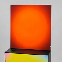 Boîte à lumière LED intelligente carrée Art Déco en aluminium, avec fonction coucher de soleil, en acrylique rétroéclairé, pour art mural, à fixation murale, à détection tactile, effet lever de soleil
