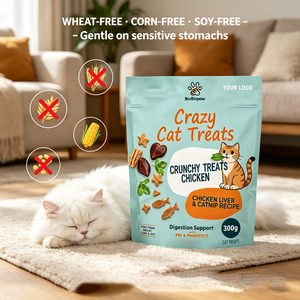 Snacks Saludables para Gatos de Marca Privada, Textura Crujiente, <span class=keywords><strong>Pollo</strong></span> y Hígado Reales, Sin Granos, con Catnip y Soporte Digestivo - Product Image 5