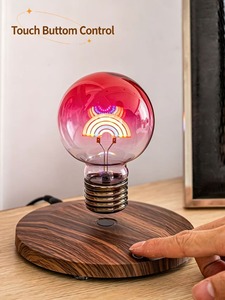 Modern Levitating LED Bulb With Rainbow Design Wooden Base Touch Control Color Changing Home Decor Night <b>Light</b> - Product Image 6