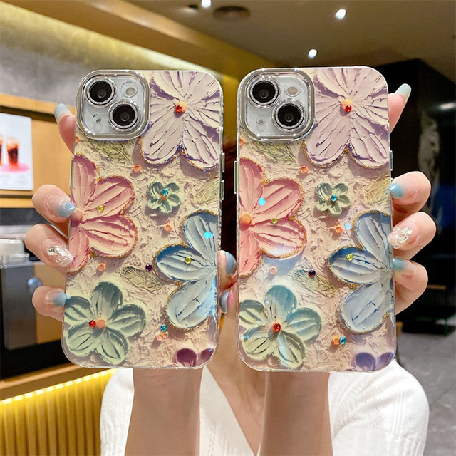 3D Colorful Flowers Phone Cover for IPhone 15 14 Pro Max 12 Pro Max 17 16 Plus Shockproof Phone Case