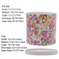 Pot en céramique émaillée à motif floral nordique, respirant, écologique, durable, avec trou de drainage, pour usage intérieur/extérieur