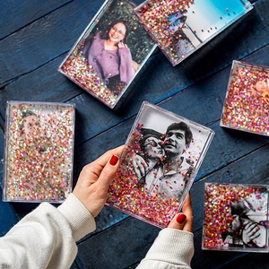 <span class=keywords><strong>2022</strong></span> fille enfants Souvenir artisanat rose flottant paillettes acrylique cadre Photo 4x6 décoratif PS plastique cadre Photo - Product Image 3