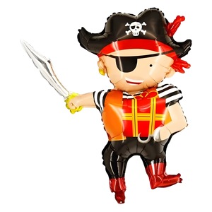 Cartone animato di squalo corsaro Film di alluminio animale palloncino 18 pollici rotondo pirata compleanno natale nuovo anno <span class=keywords><strong>festa</strong></span> decorazione all'ingrosso - Product Image 5