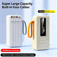 Batterie externe portable RK203 30000mAh 22.5W avec câbles intégrés, chargeur de batterie externe pour iPhone Android, compatible OEM