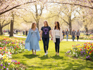 Maglietta Floreale per la Giornata Internazionale della Donna, Manica Lunga in Cotone, Collo Tondo, Casual, Primavera-Estate, Stampa su Jersey - Product Image 2