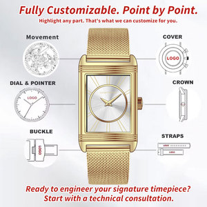 Orologio di Lusso da Donna Personalizzato, Design Minimalista, Cassa Rettangolare Lucida in Acciaio Inox 316L, Quadrante Sunray - Product Image 2