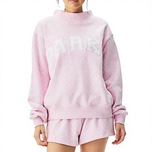 Pink Polka Dot Mock Neck Sweatshirt with Varsity Letter Print Women's Oversized Pullover <b>Sets</b> Autumn Knitted Cotton <b>Sweater</b> Tops - Product Image 4