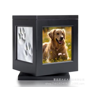 Pet Urn Wooden <b>Box</b> Square With Photo Display For Dogs And Cats Commemorative <b>Memorial</b> Storage - Product Image 5