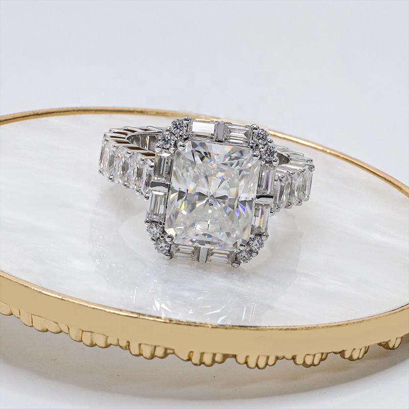 Custom Silver Fine Jewelry D VVS1 5ct Radiant Moissanite Diamond