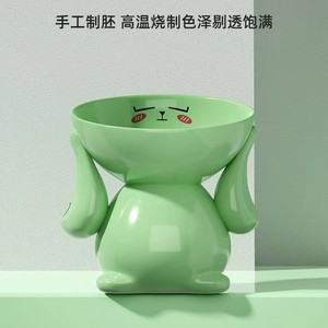 Ceramic Rabbit Bowl For <b>Cats</b> With Neck Support Easy To Clean Slanted Spout Prevents Tipping - Product Image 4