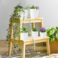 Pots de fleurs en plastique rayés avec drainage et soucoupe, pots décoratifs nordiques pour plantes d'intérieur