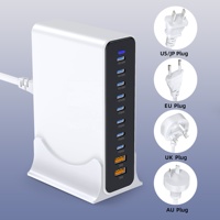 Chargeur pour ordinateur portable HNT GaN 800W 10 ports 8C2A, charge rapide PD+PPS+QC avec prise US/AU/EU/UK, 140W 100W multiports pour iPhone Samsung