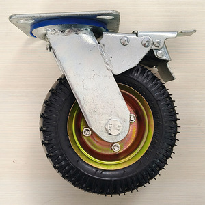 Rueda giratoria silenciosa de caucho sólido de 6, 8 y 10 pulgadas para carretilla de mano, de alta resistencia, con freno. - Product Image 3