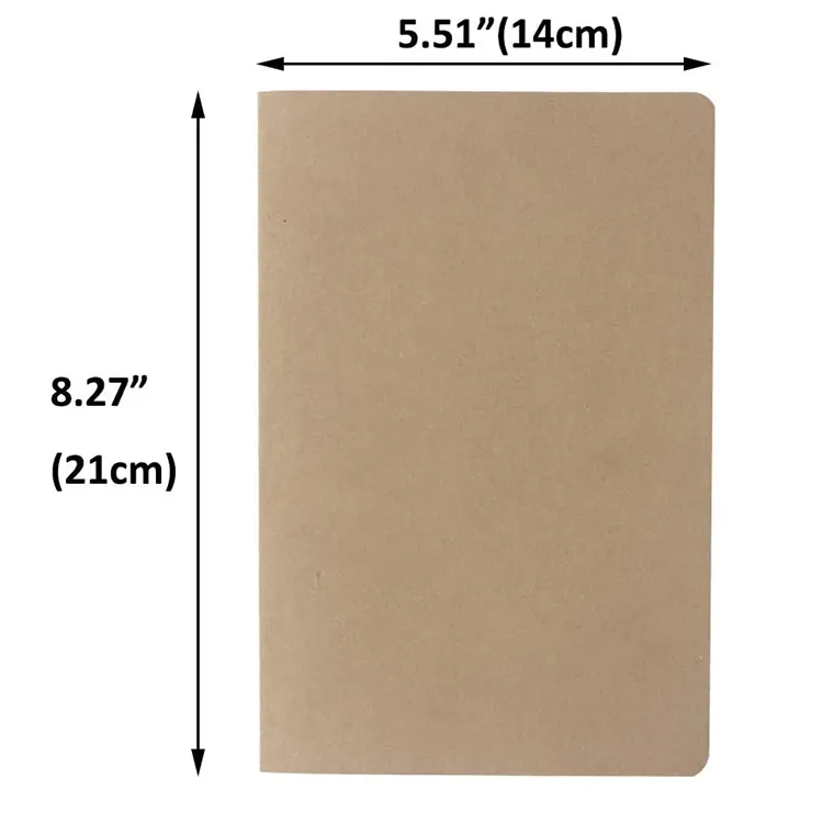 Baskı ucuz dikişli günlük toplu boş kağıt dizüstü kahverengi Kraft dergi kağıt defter