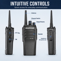 Talkie-walkie UHF robuste BF-1909, radio bidirectionnelle rechargeable haute capacité avec clip ceinture pour les situations d'urgence en extérieur