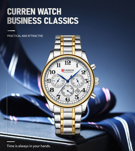 Reloj CURREN 8466 para Hombre, de Negocios, de Acero Inoxidable, de Cuarzo, con Calendario, Cronógrafo, Resistente al Agua, con Correa de Cuero - Product Image 6
