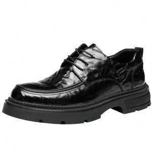 Chaussures Derby pour hommes en cuir lisse imperméable de style britannique haut de gamme pour l'automne, le bureau et la carrière - Product Image 4