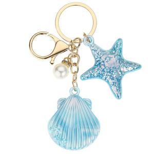 Llavero Colgante Creativo con Diseño Degradado de Vida Marina, Conchas y Estrellas de Mar, Colorido y Bonito, Estilo Oceánico, Decoración para Coche o Bolso - Product Image 6