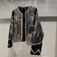 Veste Courte Décontractée Femme Hiver Nouvelle Collection – Blouson Streetwear en Tissu Sergé Écologique Coloré avec Imprimé Diamants – Vente en Gros