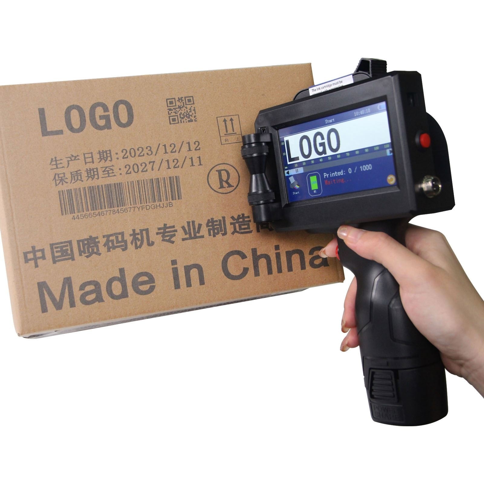 Produktbild von N6 Mini-Handdrucker – Tragbarer Tintenstrahldrucker Mit 4,3″ HD-Touchscreen, 4-CPU, 600 Dpi, Für QR-Codes, Barcodes, Text Auf Holz, Kunststoff, Leder