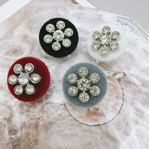Botón de combinación de resina con <span class=keywords><strong>mango</strong></span> de Metal fragante pequeño, suéter, abrigo, traje, botón de felpa, flor redonda de lana, botón de cristal - Product Image 2