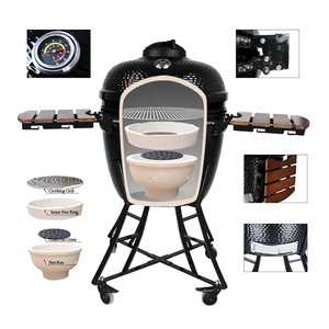 SEB <span class=keywords><strong>Kamado</strong></span> 24 ''Zoll Zwart <span class=keywords><strong>Bastard</strong></span> Barbecue au charbon de bois Barbecue en céramique pour l'extérieur, l'intérieur, la maison ou le jardin - Product Image 4