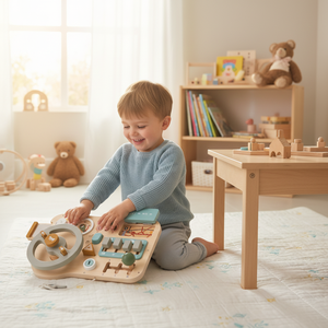 PMZ1257 Montessori occupati bordo in legno <span class=keywords><strong>giocattolo</strong></span> educativo guida sensoriale <span class=keywords><strong>volante</strong></span> di apprendimento per bambini di 5 7 anni giochi - Product Image 1