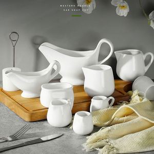 Jarra de Cerámica Blanca Pura Estilo Occidental para Restaurante, Mini Jarra, Recipiente para Leche, Taza para Miel, Cuchara, Jarra para Café y Leche, Tamaños Pequeño, Mediano y Grande - Product Image 3
