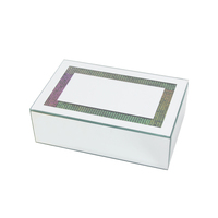 Vente en gros Boîte à bijoux en verre de velours personnalisée forme rectangulaire avec surface miroir argentée pour offrir des cadeaux