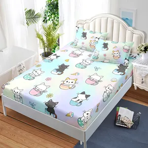 Dessin animé mignon motif 3d impression numérique conception literie personnalisée drap housse ensemble de couvre-matelas