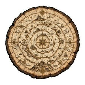 Rompecabezas de Madera Wacocetoy con Diseño de Anillo de Árbol, Estilo Mapa Náutico Retro, Forma Irregular para Adultos, Grosor de 3.0MM, Rompecabezas Plano DIY - Product Image 1