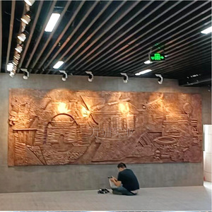 [Marca] Panel Decorativo de Imitación de Cobre con Retroiluminación, Mural de Pared Rectangular, Estilo Tradicional para Oficina de Aduanas - Product Image 1