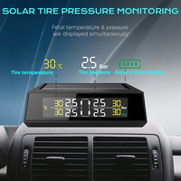 Système de surveillance de la pression des pneus solaire TPMS sans fil avec 4 capteurs internes de pneu Affichage LCD numérique Alarme de sécurité automatique TPMS