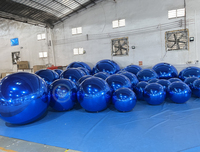 Boule miroir gonflable bleue 0,4 m réutilisable, grande décoration d'événement, ballon en PVC, ballon à bulles pour décoration de fête et de mariage