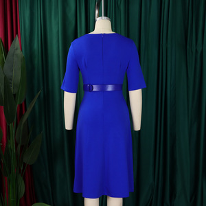 D533 Ultimo Design Abiti da Ufficio Primaverili per Signore, Vestiti Casual da Donna in Tinta Unita, Eleganti Abiti a Linea A per Carriera, Stile Africano - Product Image 5