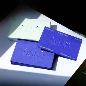 Papel en relieve azul 3D de alta calidad Tarjeta de agradecimiento Logotipo DE RELIEVE Tarjeta de invitación de boda Tarjeta de visita