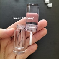 ISMAN Vente en gros de contenants pour huile à lèvres ronds transparents miniatures de 2 ml, emballage vide pour gloss à lèvres, tube avec applicateur, logo personnalisé