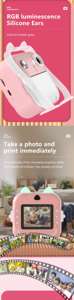Printer termal, mainan kamera Video olahraga foto HD kamera instan untuk anak-anak dapat mencetak foto - Product Image 4