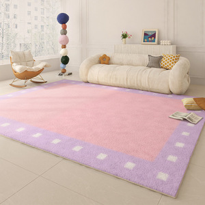 Alfombra de Poliéster con Bloques de Color Estilo Juvenil, Imitación Cachemira, Impermeable, Antideslizante, Fácil de Limpiar, para Sala de Estar, Manta para Sofá - Product Image 3