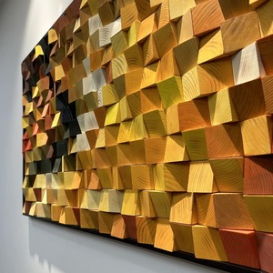 Art mural en bambou 3D mosaïque fait main, motif feuille verte, décoration d'anniversaire Art Déco, personnalisable OEM - Product Image 5